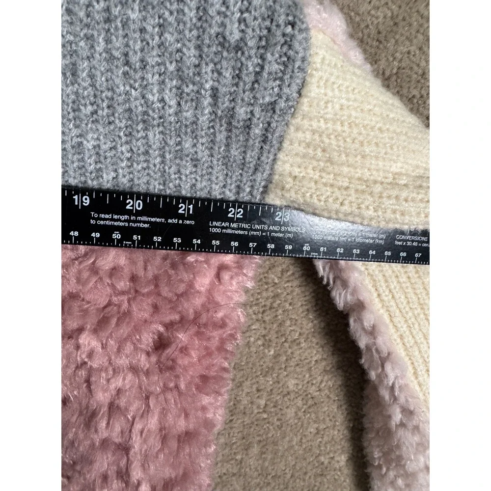 Anthropologie Cardigan Sweater Women XS Pink Grey Olivia Oversized Textured